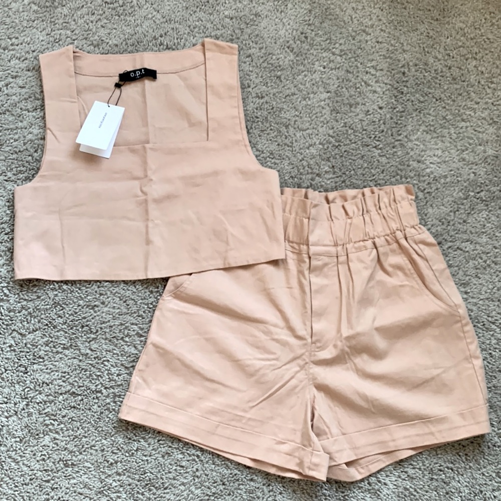 Plush crop top and short set